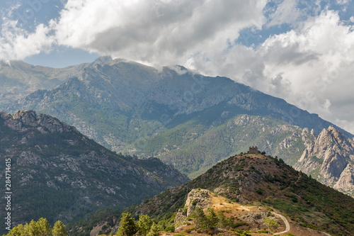 Mountain landscape in Corsica, France.