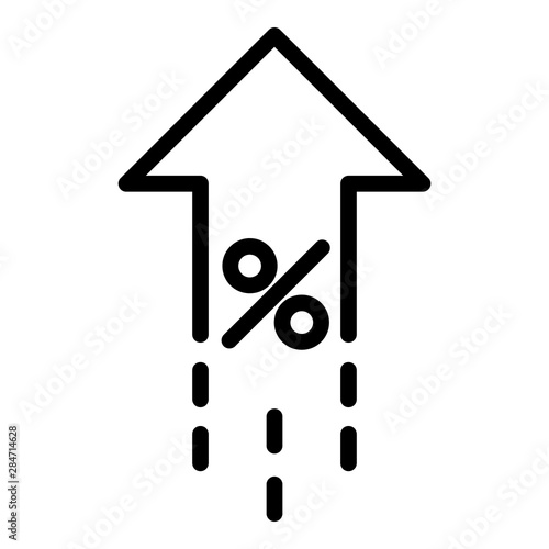 Leasing percent rate up icon. Outline leasing percent rate up vector icon for web design isolated on white background