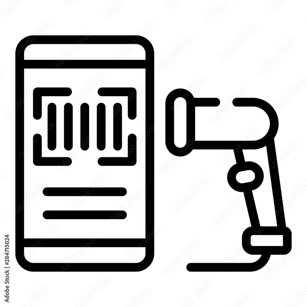 Smartphone barcode scanner icon. Outline smartphone barcode scanner vector icon for web design isolated on white background Smartphone barcode scanner icon. Outline smartphone barcode scanner vector icon for web design isolated on white background