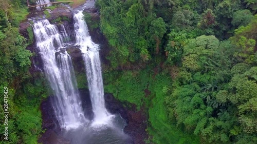 Aerial view of Tad Yaung waterfall in rainforest at Pakse and Champasak city Laos photo