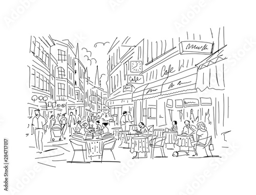 Old european street, sketch for your design
