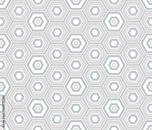 Abstract hexagons seamless pattern. Vector geometric pattern of many shapes.