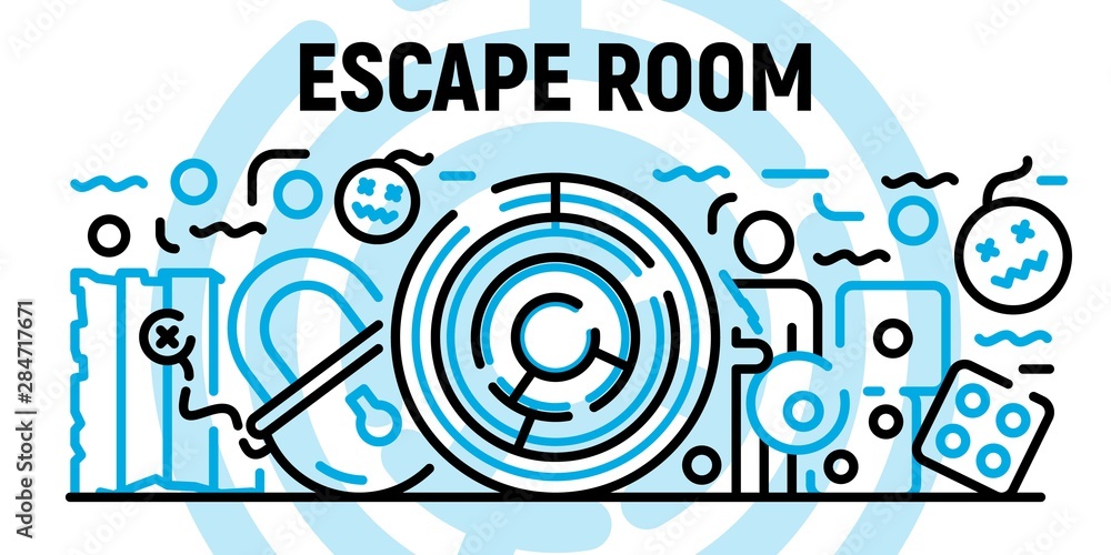 Escape room banner. Outline illustration of escape room vector banner for web design Escape room banner. Outline illustration of escape room vector banner for web design