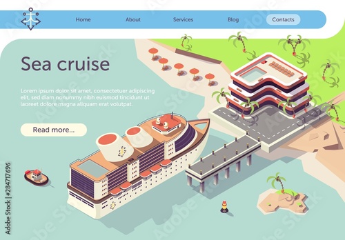 Sea Cruise Ship Travel in Tropical Country Banner