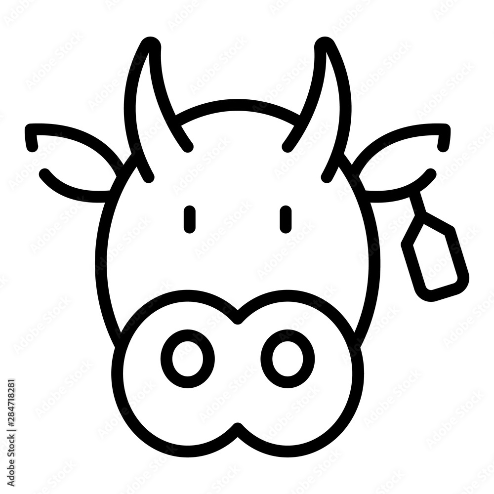 Cow head icon. Outline cow head vector icon for web design isolated on ...