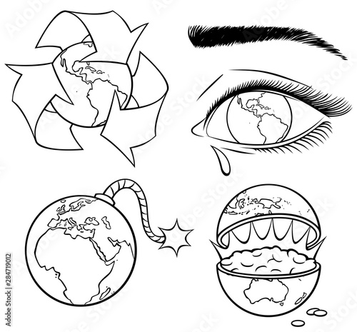 Ecology Concepts Line Art