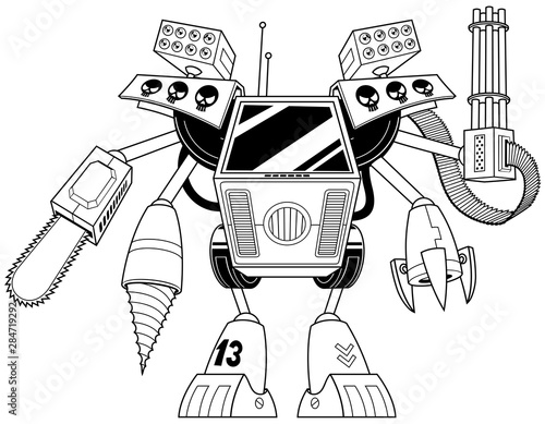 Killer Robot Line Art