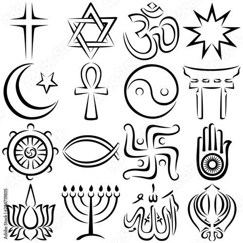 Religious Symbols Line Art
