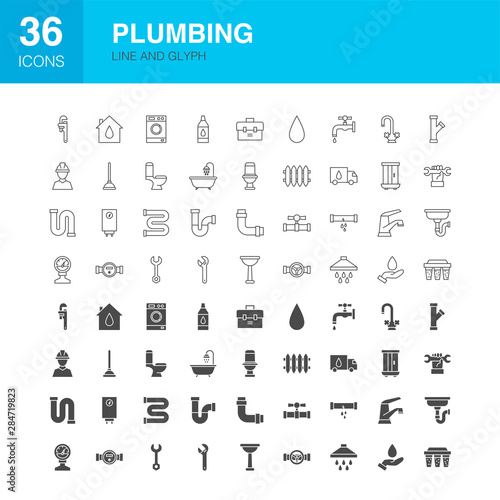 Plumbing Line Web Glyph Icons