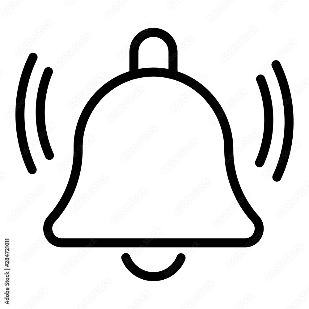 Notification bell icon. Outline notification bell vector icon for web  design isolated on white background Stock Vector