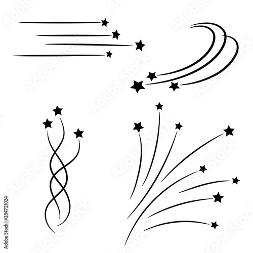 Star trail falling vector illustration design. Firework icon.