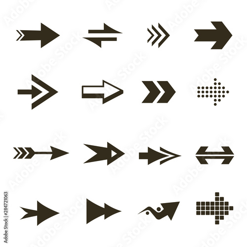 Modern black icons and logos set of arrows