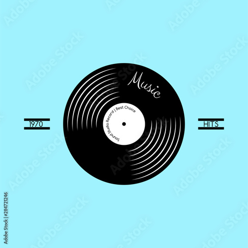 Vinyl plate disc poster or tshirt template design. Music retro icon.