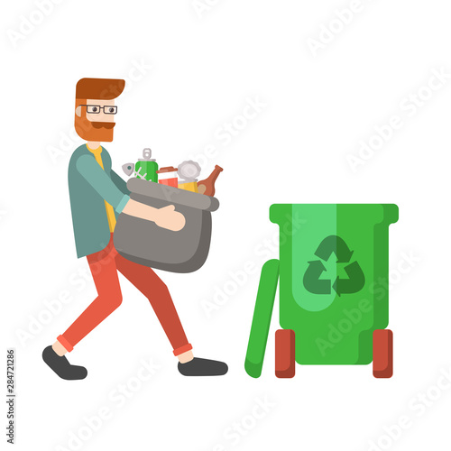 Man throws a garbage bag