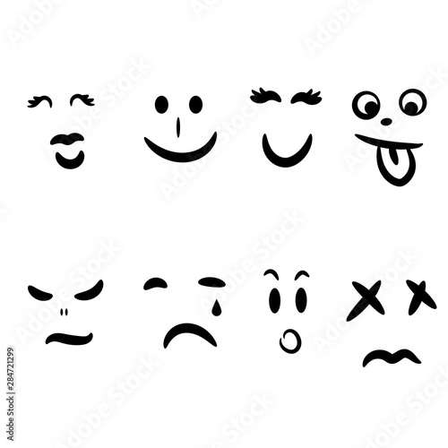 Wallpaper Mural Emoticon hand drawn abstract face emotions expression. Torontodigital.ca