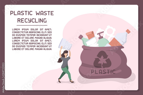 Info placard concept with sample text about plastic waste recycling
