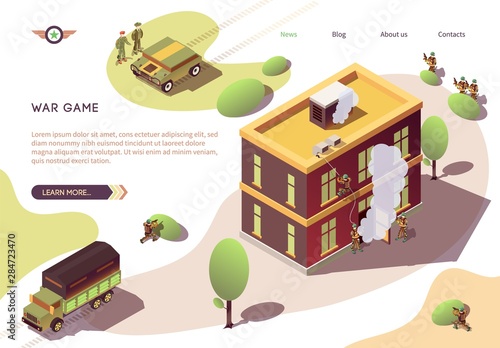 War Game Banner with Building Carrying by Assault