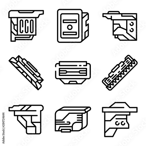 Cartridge icons set. Outline set of cartridge vector icons for web design isolated on white background