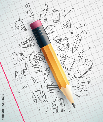 Classic pencil vector illustration. Education concept