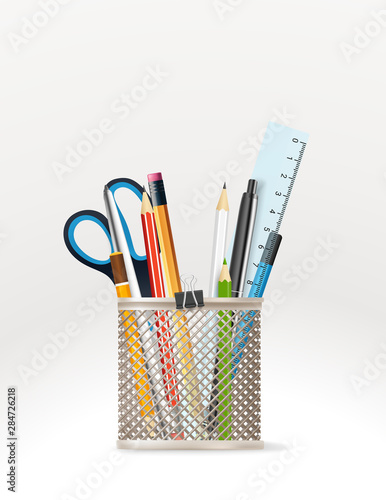 School stationery vector elements. Vector illustration