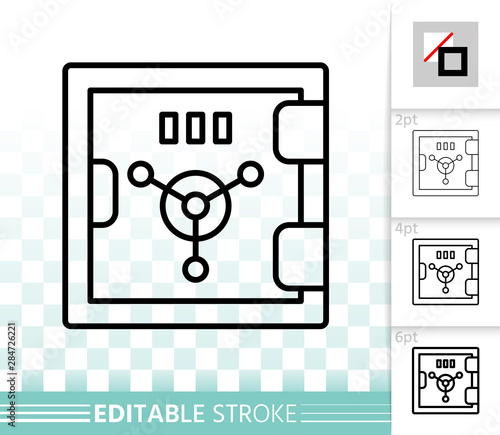 Safe simple black line bank cell box vector icon