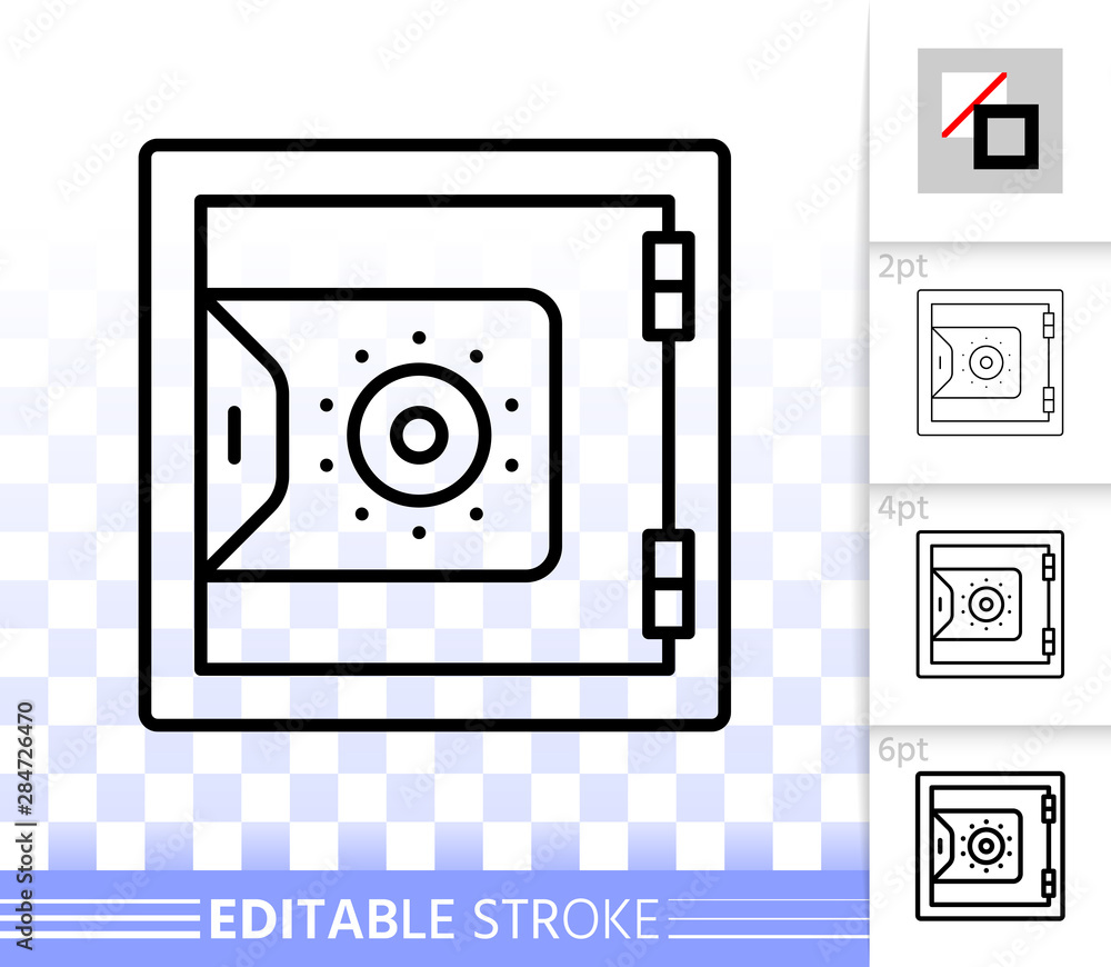 Safe simple black line bank cell box vector icon Safe simple black line bank cell box vector icon