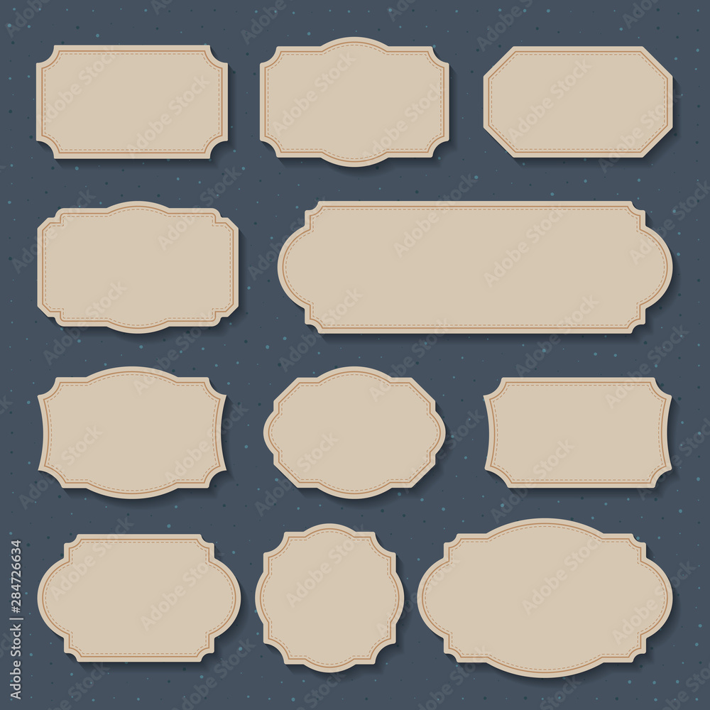 Vector set vintage labels and frame. Design elements for greeting cards or invitations. Decorative text backgrounds. Vector illustration