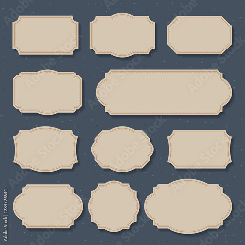 Vector set vintage labels and frame. Design elements for greeting cards or invitations. Decorative text backgrounds. Vector illustration