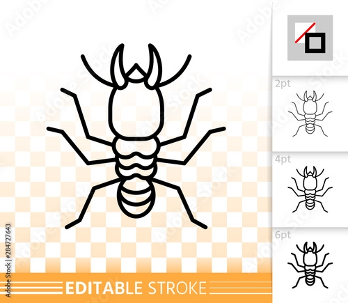 Termite simple black line insect bug vector icon