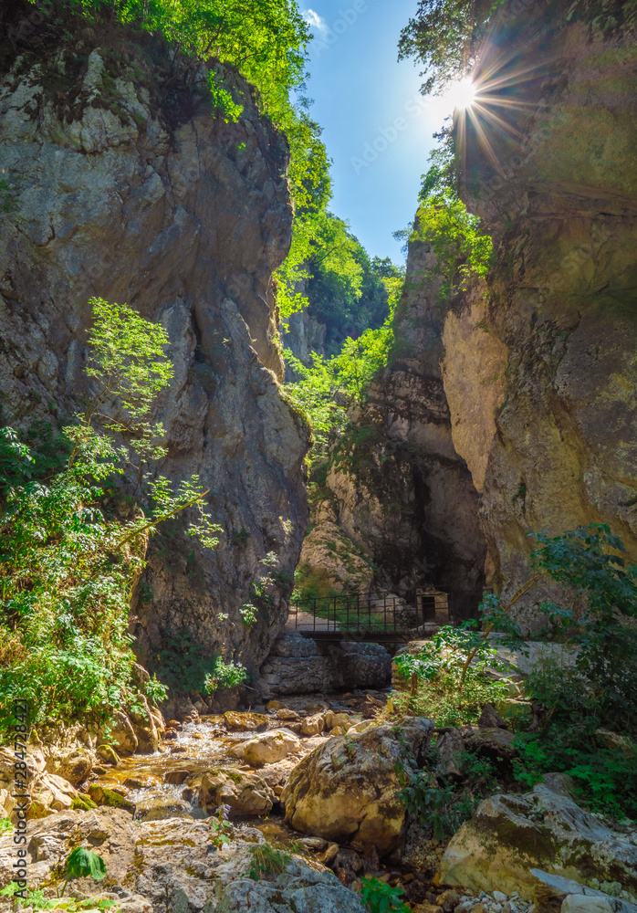 Gole dell'Infernaccio (Italy) - A naturalistic wild attraction in the Monti Sibillini National Park, Marche region, province of Fermo Gole dell'Infernaccio (Italy) - A naturalistic wild attraction in the Monti Sibillini National Park, Marche region, province of Fermo