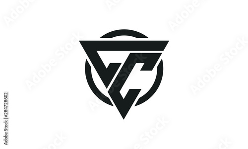 CC Triangle Logo Circle Monogram Design Vector Super Hero Concept