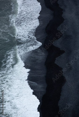 Black volcanic sand beach in Iceland