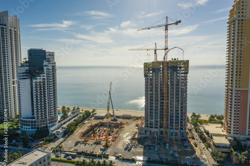 Aerial photo construction stages site Estates at Acqualina Sunny Isles Beach FL © Felix Mizioznikov