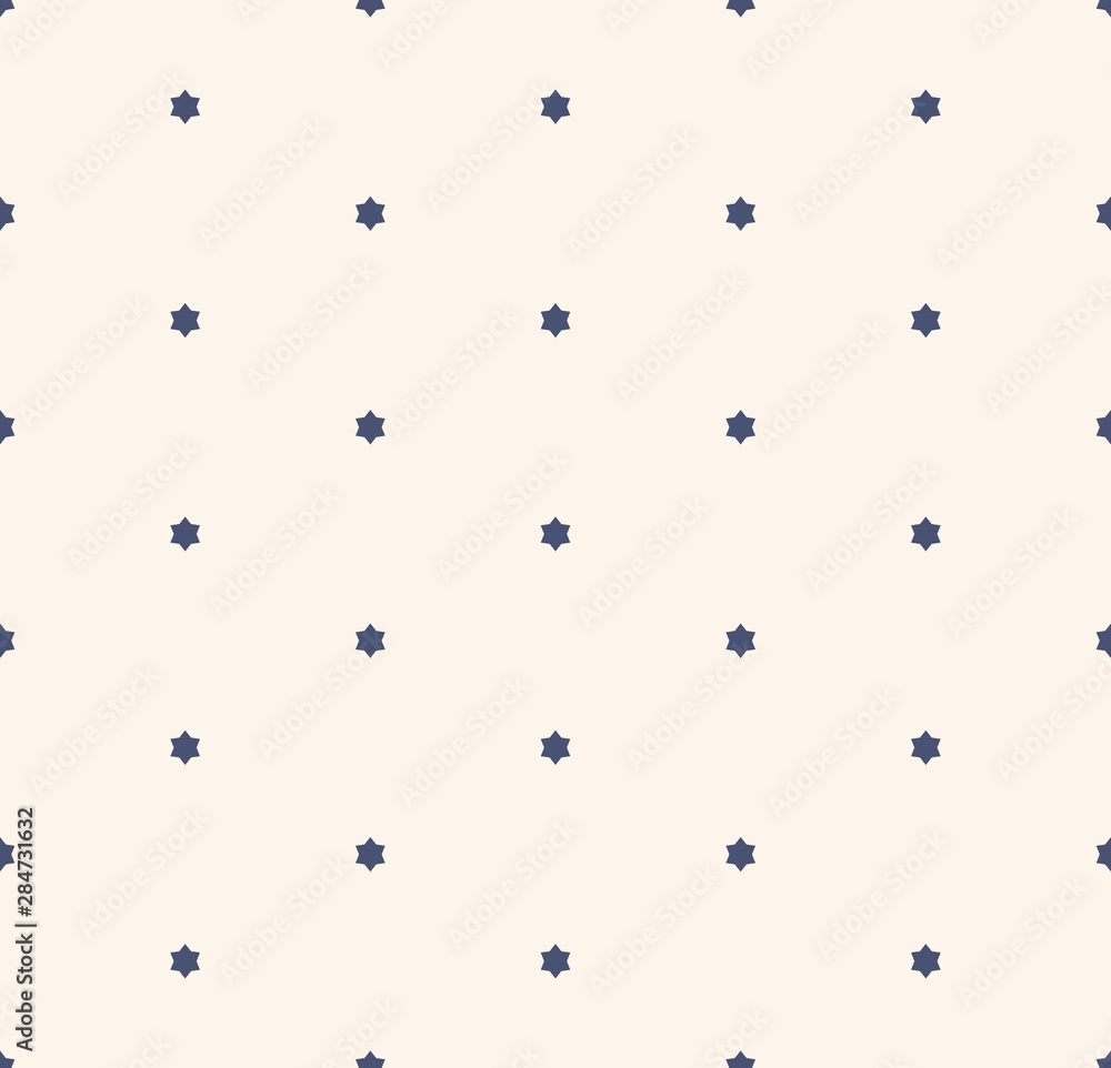 Fototapeta Vector minimalist abstract geometric seamless pattern with small blue stars