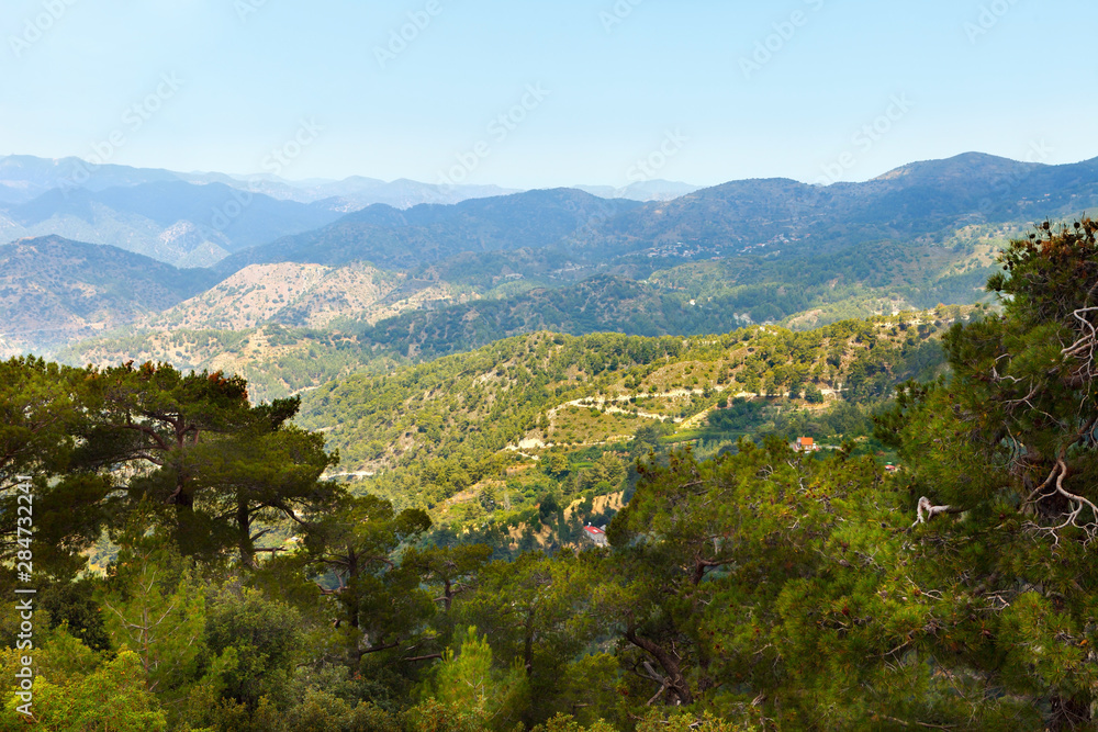 Troodos mountains located in the Western part of the island of Cyprus.