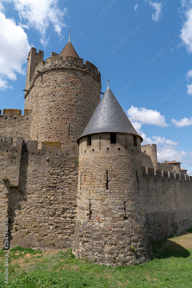 Ramparts of Medieval City of Carcassonne in France