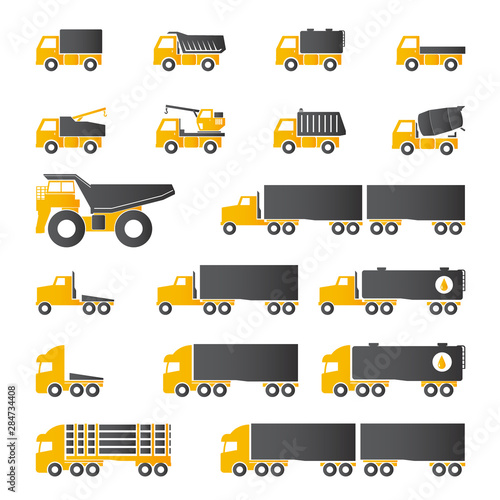 Trucks icons set	
