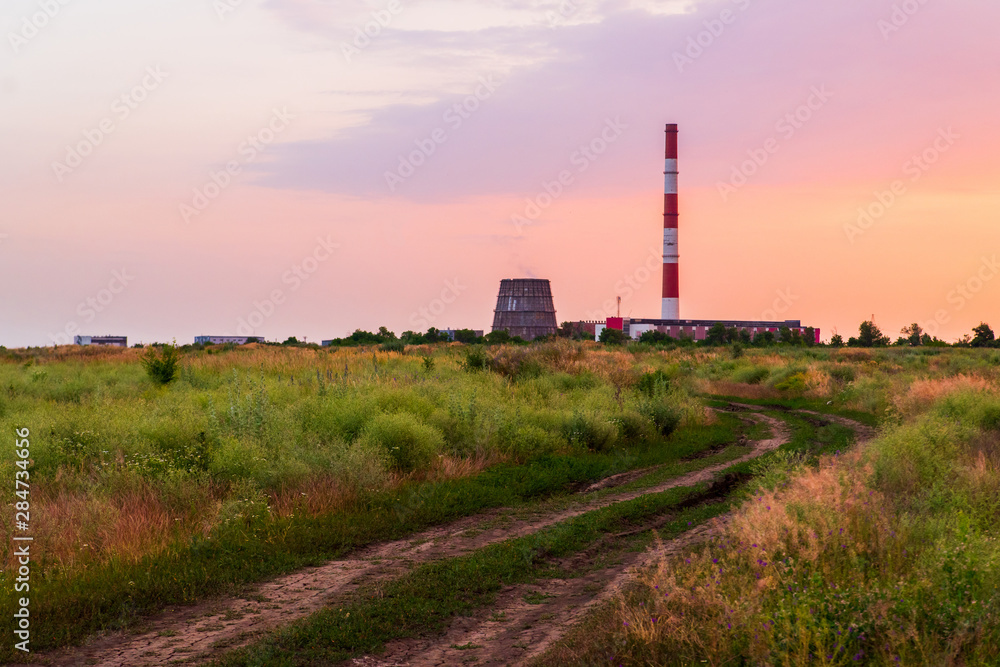 Cooling tower of thermal power plant. Cooling tower of thermal power plant.