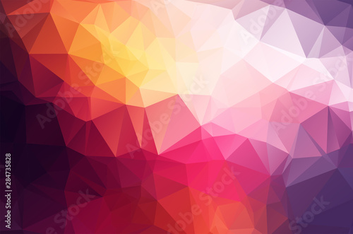 Multicolor purple, yellow, blue, red polygonal illustration, which consist of triangles. Geometric background in Origami style with gradient. Triangular design for your business.