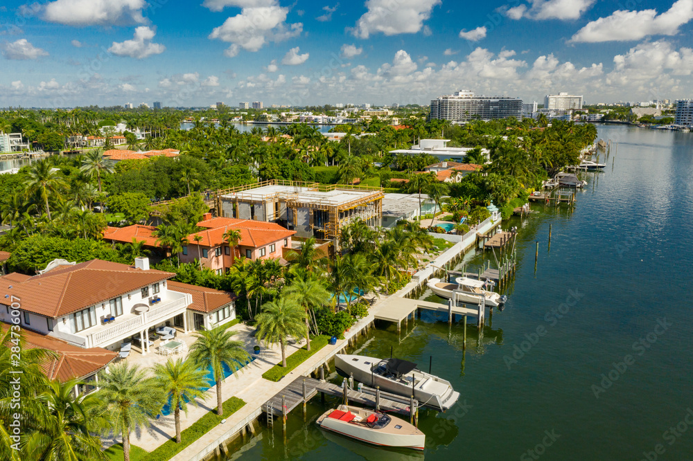Aerial photo of Miami Beach mansions