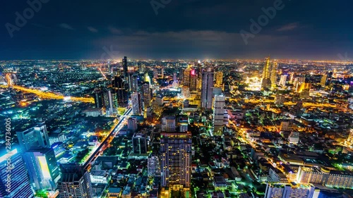 time lapse of Bangkok city at night, Thailand photo