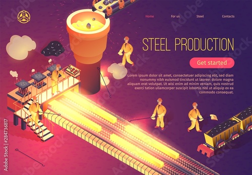 Steel Production Banner with Metallurgy Process