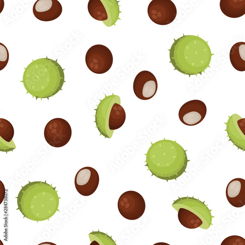 seamless pattern with fruits of chestnut