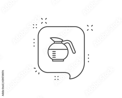 Coffeepot line icon. Chat bubble design. Coffee Hot drink sign. Brewed fresh beverage symbol. Outline concept. Thin line coffeepot icon. Vector