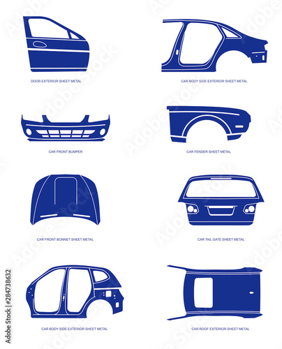 Vector illustration of automotive sheet metal parts