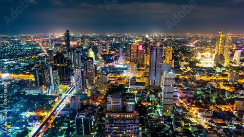 time lapse of Bangkok city at night, Thailand