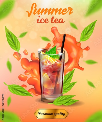 Summer Ice Tea Banner, Premium Quality Cold Drink