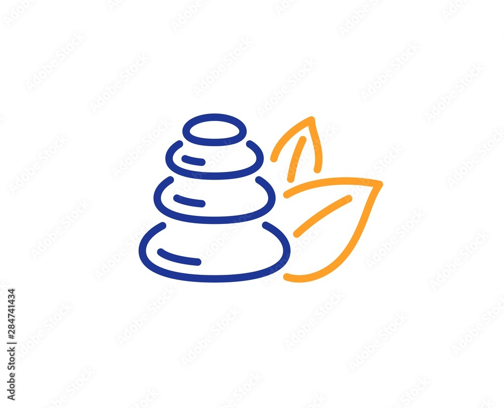 Bath resort sign. Spa stones line icon. Hotel service symbol. Colorful outline concept. Blue and orange thin line spa stones icon. Vector Bath resort sign. Spa stones line icon. Hotel service symbol. Colorful outline concept. Blue and orange thin line spa stones icon. Vector