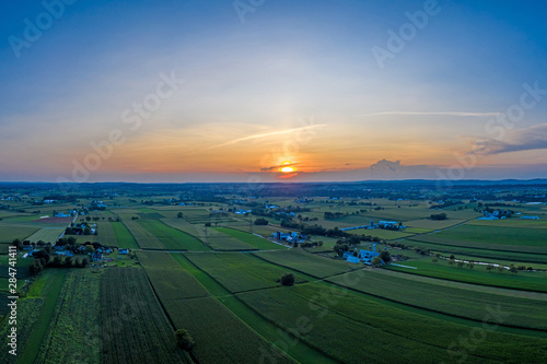 Obraz na plátně Sunset Over New Holland in Rural Lancaster County