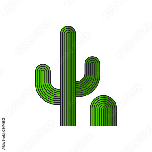 Wild cactus color icons set. Desert flora. Succulents. Spiny plants. Prickly pear, barrel, hedgehog cactuses, saguaro. Isolated vector illustrations